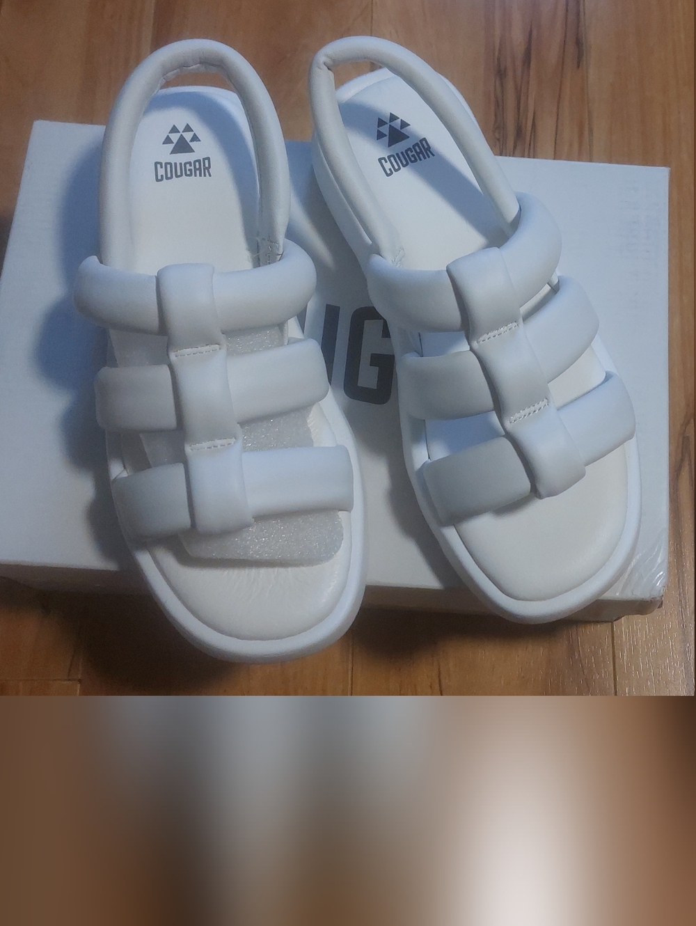 Cougar White Leather Waterproof Strappy sandals.